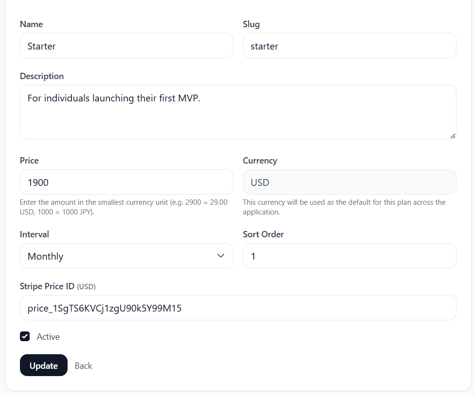 Assign Stripe price ID in Paymery