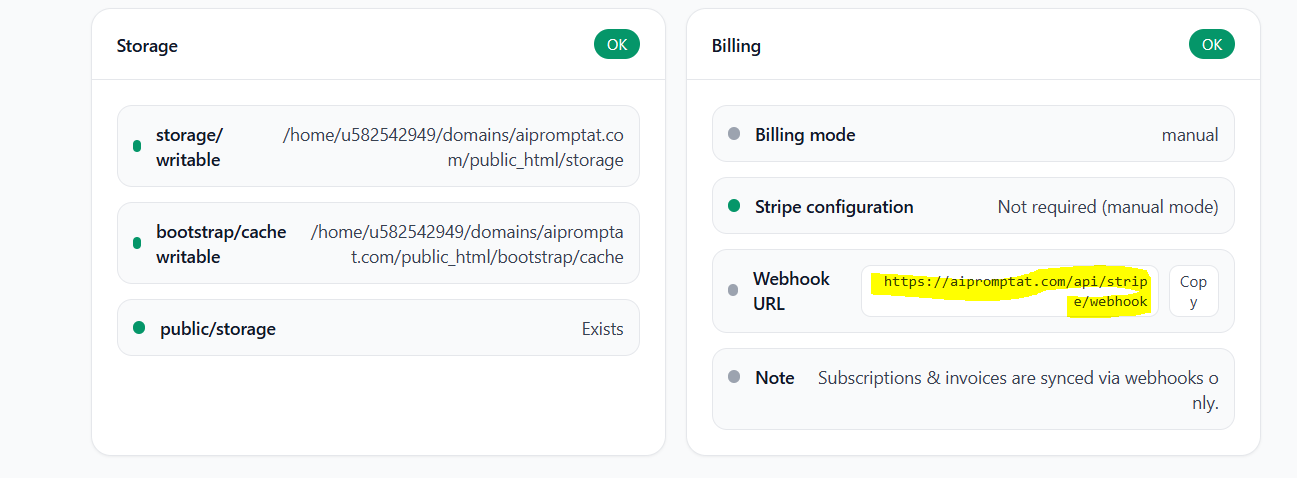 Webhook URL from system health